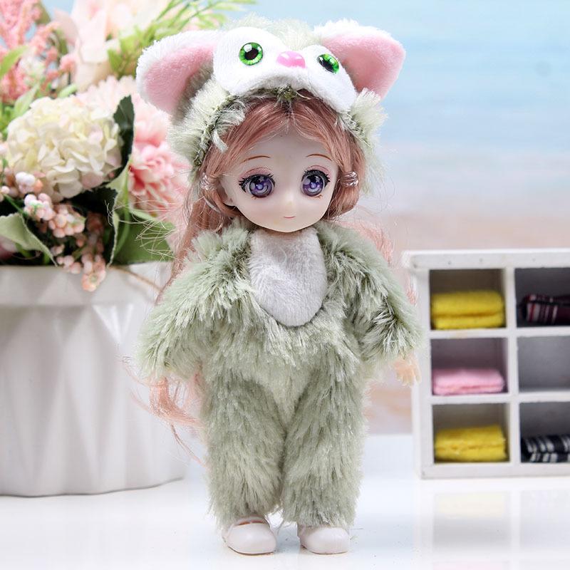 BJD Doll Movable Joints Plush Clothes Girl Doll 17cm Birthday Dress Up Toy Gifts
