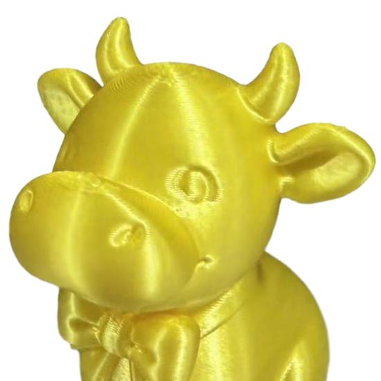 Yousheng 3D Printed Cow Figurine with Bow Tie, Cute Calf Statue, Minimalist Animal Model, Smiling Cow Ornament for Home Office Decor Gift