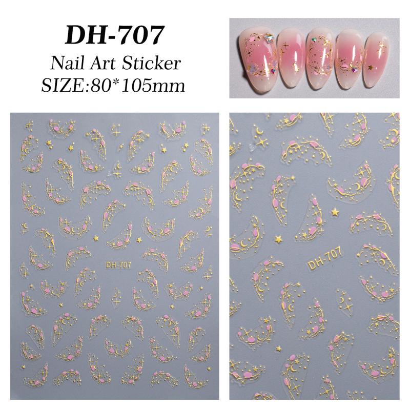 

1 лист горячего тиснения золотые серебряные звездные наклейки для ногтей звездочки лунные наклейки для ногтей самоклеящиеся слайдеры для маникюра украшения