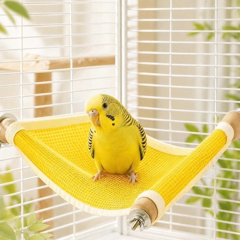 Breathable Parrot Suspended Mesh Bed Bite Resistant Scratch Resistant Bird Cooling Perch Platform Plastic Hanging Hammock Budgie