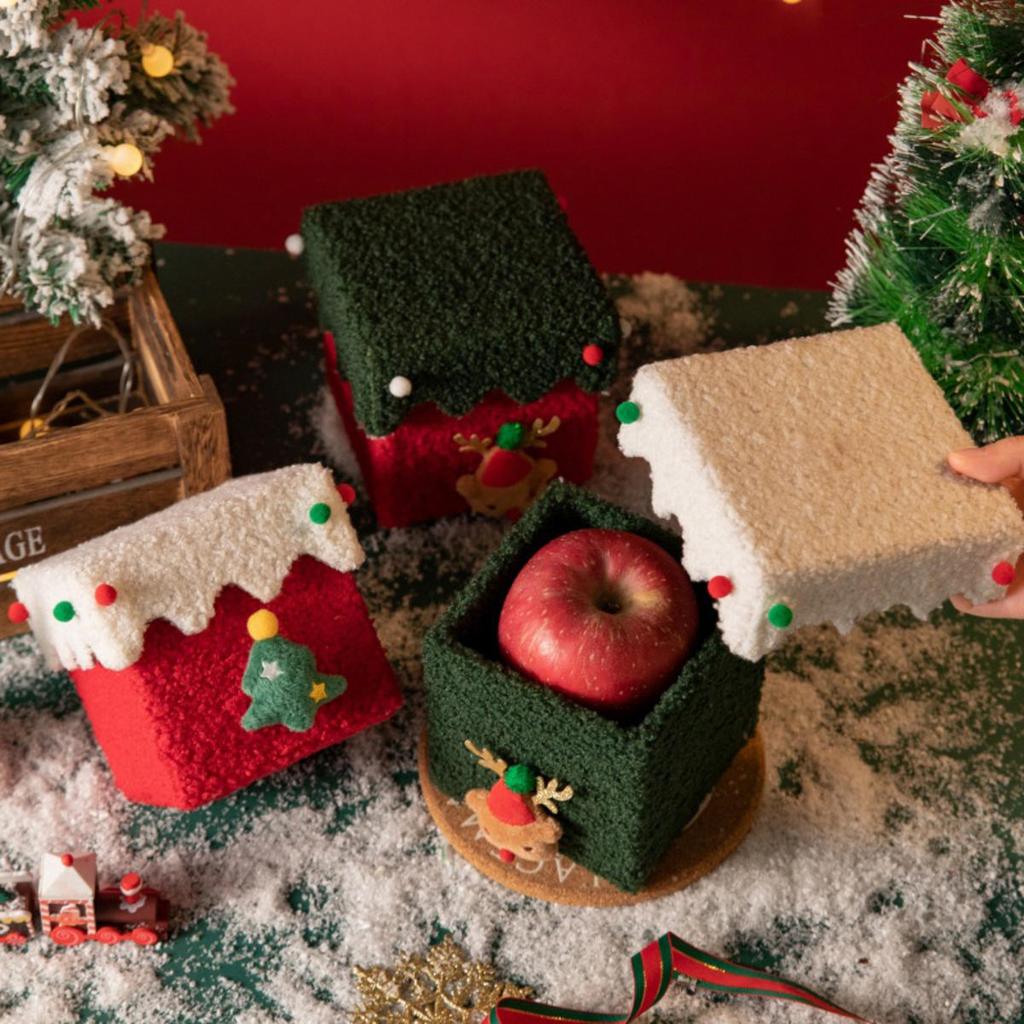Household Xmas Children's Bombonera Christmas Eve Lint Christmas Gift Box Present Ribbon Xmas  Eve Gift Box