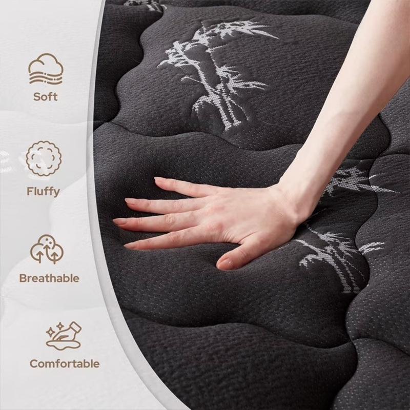 Black Bamboo Fiber Mattress Topper - Cross-border Comfort Pad