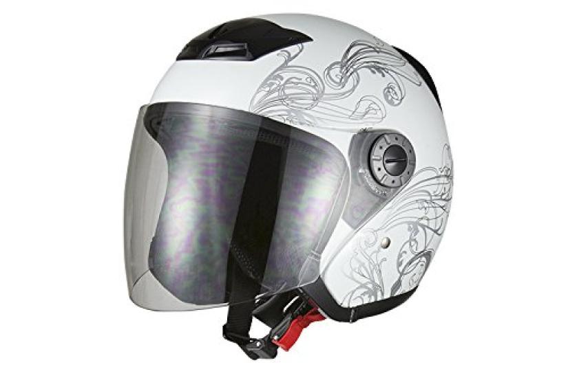 Bike Parts Center Jet Graphic White Motorcycle XL 7210 Helmet, (61cm-62cm)