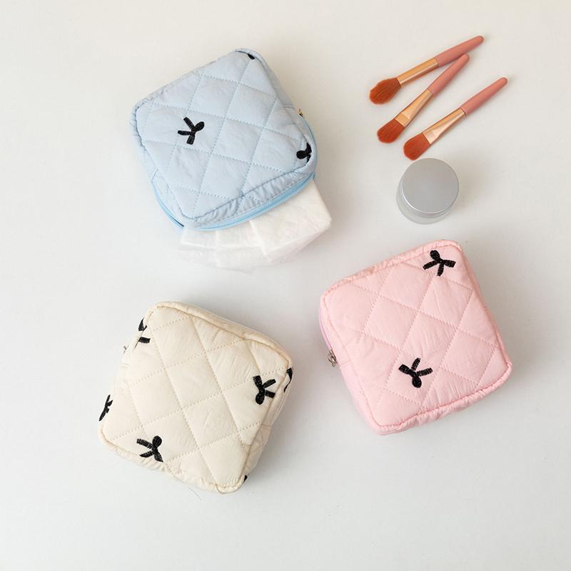 Cute Large Capacity Sanitary Napkin Storage Bags Cartoon Bow Portable Girls Physiological Period Tampon Organiser Bag Pouch