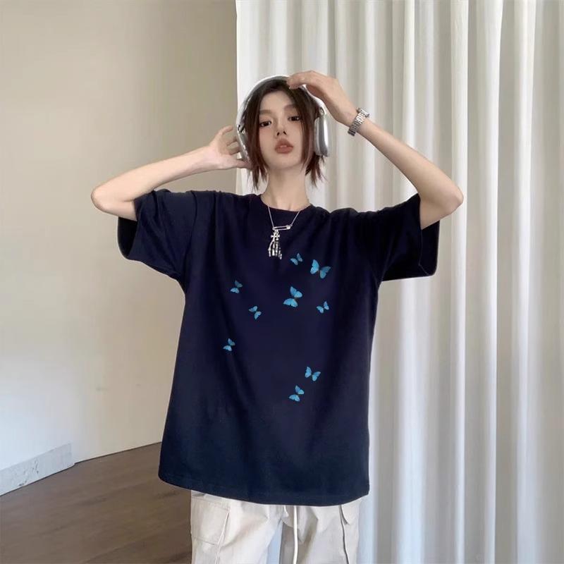 Black Short-sleeved T-shirt for Women New Summer Half-sleeved Versatile Loose Slimming Korean Top