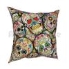 Sugar Skull Collage Pillow Case Printed Home Soft DIY Pillow Cover Sugar Skulls Halloween Day Of The Dead Skulls Style