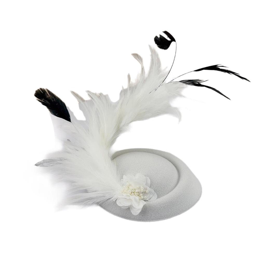 Girly Feather Felt Hat Shape Hair Clip Banquet Party Headband for Teens Medieval Party Taking Photo Anti-Slip Hairpin