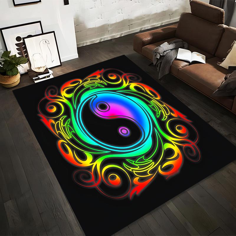 

Colorful Yin Yang Symbol Carpet with Vibrant Swirl Pattern Decor Suitable for use as an anti-slip for living room bedroom sofas 40x60cm( 15x23in )
