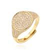 HECHENG,13×22MM Copper Electroplated 18K Gold Multi-colour Zirconia Ring Unisex Couple Adjustable Luxury Jewellery 1 Piece