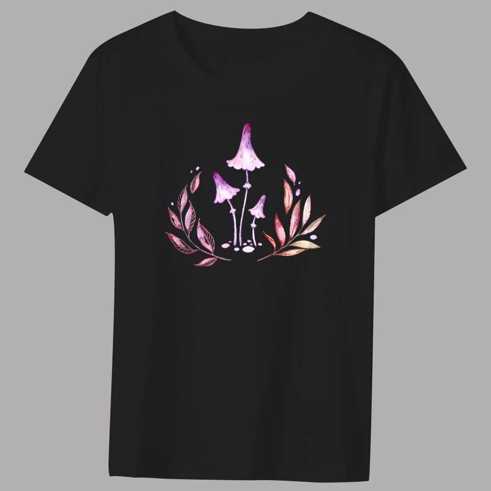 Men's T-shirt Basic Print Short Sleeve Anime Top Mushroom  Series Casual Black  O-neck Youth Men's Commuter Comfortable Shirt