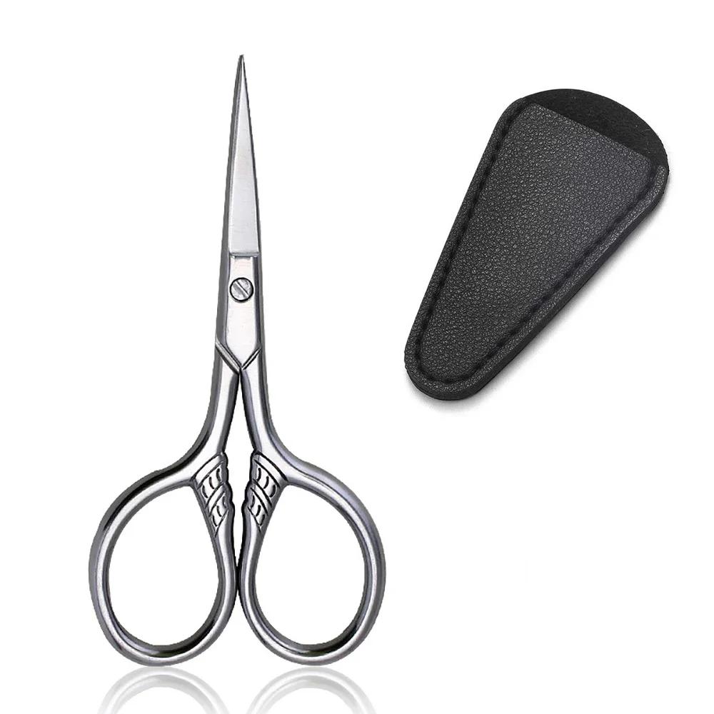 

1 шт. ножницы для стрижки волос на лице и бороды, усов, носа, бровей и ногтей, ножницы из нержавеющей стали для подравнивания и макияжа