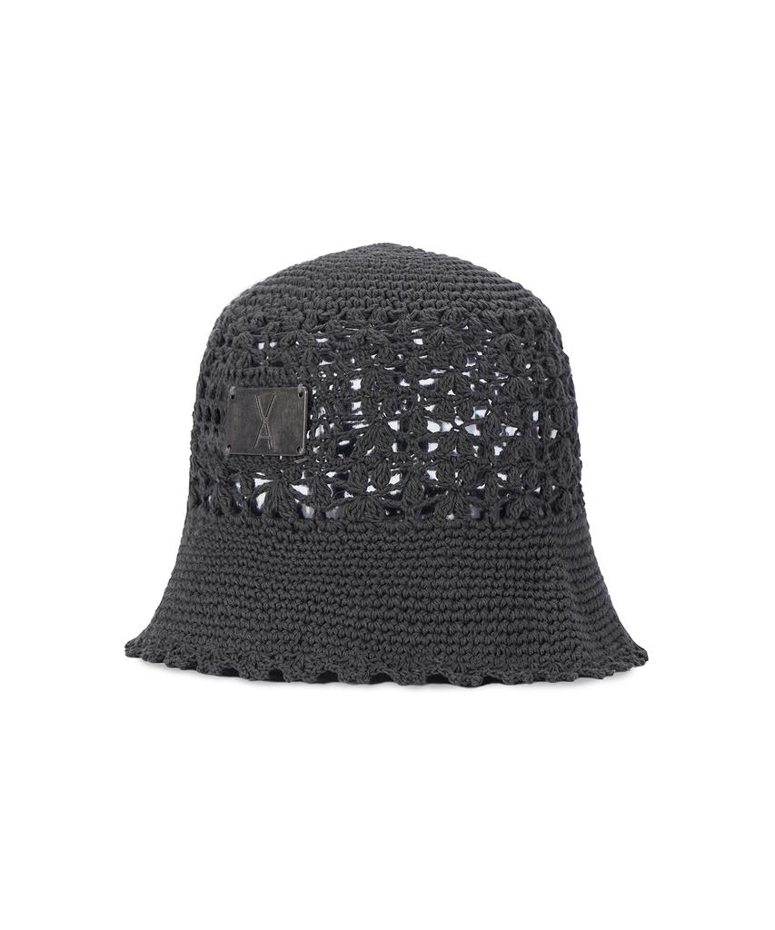 Bajal Va Plate Crochet Bucket Hat Gray