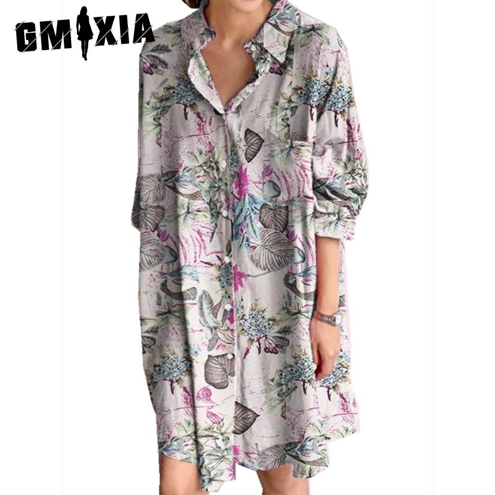 

GMXIA Женское платье-рубашка с отложным воротником и длинными рукавами, летняя мода, платье с принтом в клетку XXXL белый