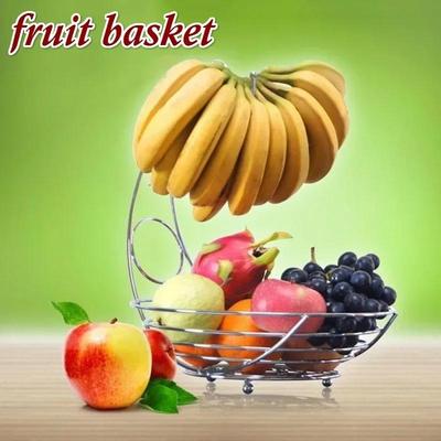 2 in 1 Gancio Banana Cromato Ciotola Frutta Albero Porta Supporto Cesto Gancio Casa Cucina Organizza Frutta Strumenti Decorazione Pranzo