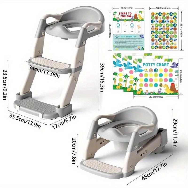 3-in-1 Adjustable Portable Youngsters's Potty Training Toilet Seat Foldable Step Stool with Potty Training Reward Stickers