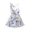 Zbzr Spring New Women clothes Western Style Three-Dimensional Flower Decoration Waist Hugging Temperament Sling Dress Short dress Sexy