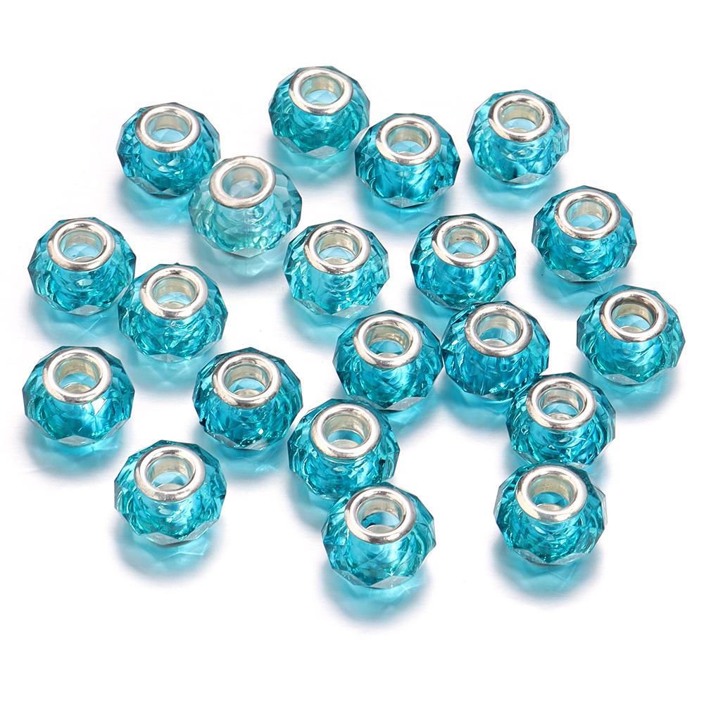 20pcs/Lot Transparent Color Faceted Resin Beads Big Hole Spacer Loose Beads for Jewelry Making DIY Bracelet Necklace