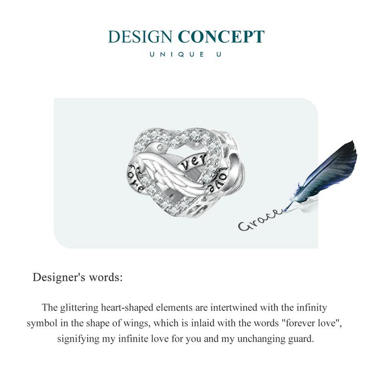 BAMOER 925 Sterling Silver Glittering  Eternal Heart Charm Beads for Women Original Bracelet and Bangle Charms Jewelry