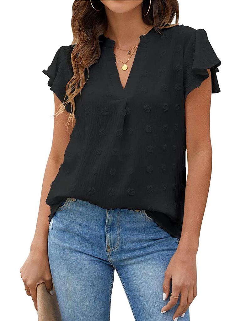 European and American Women's Ruffle Chiffon Summer Shirt