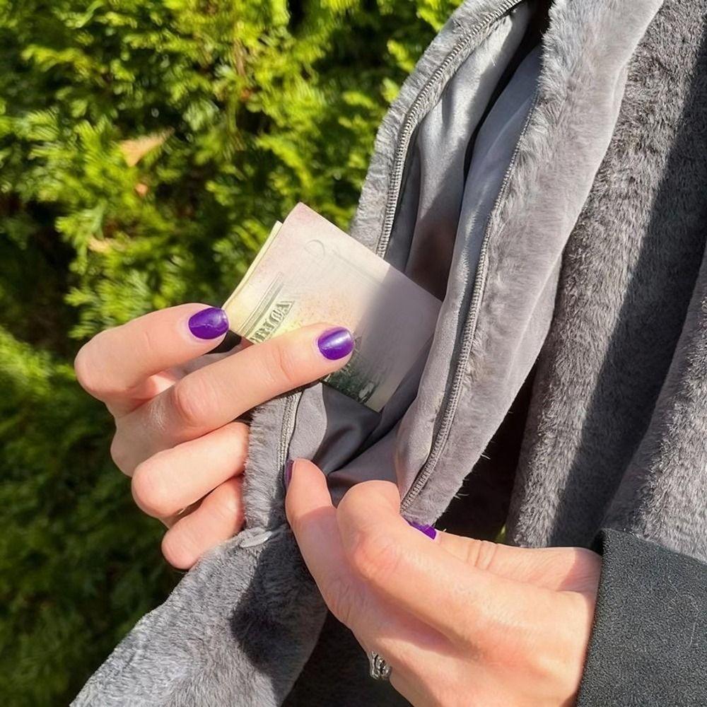 Soft Scarf with Hidden Zipper Pocket Phone Storage Faux Fur Scarf Outdoor Activities