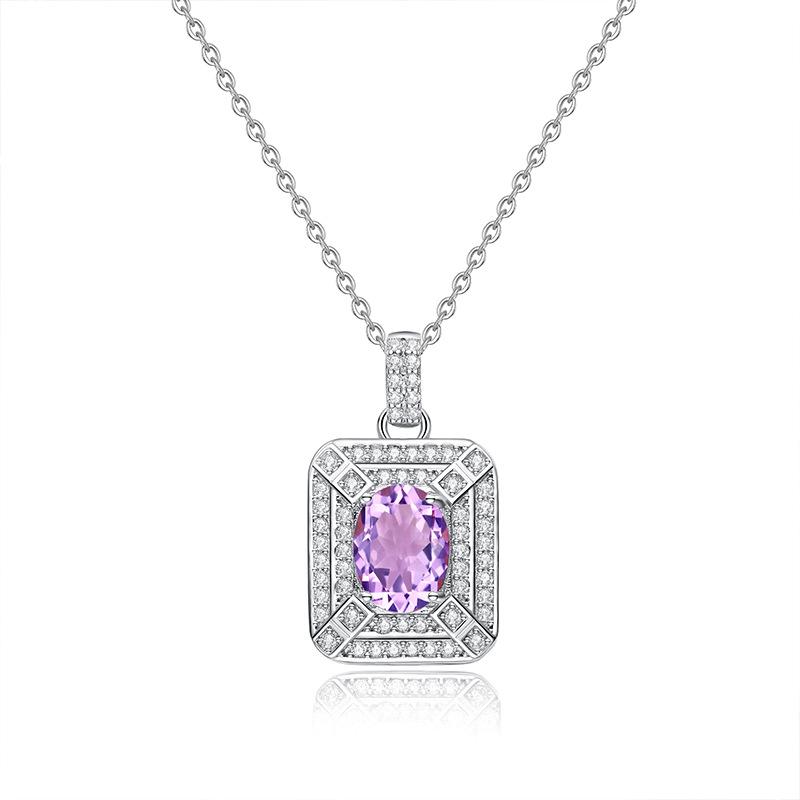 

S925 sterling silver inlaid natural topaz citrine garnet colored gemstone necklace women s perfume bottle luxury pendant gift