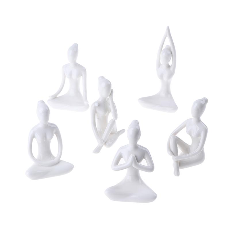 6 Stiluri Meditație Yoga Pose Statuie Figurină Ceramică Yoga Figure Decor Ornament