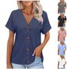 Haut T-shirt à Manches Courtes Uni Boutonné Coupe Ample pour Femme Léger Confortable Haut d'Été Décontracté