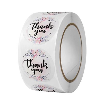 Round Floral Thank You Stickers for Wedding and Holiday Decorations