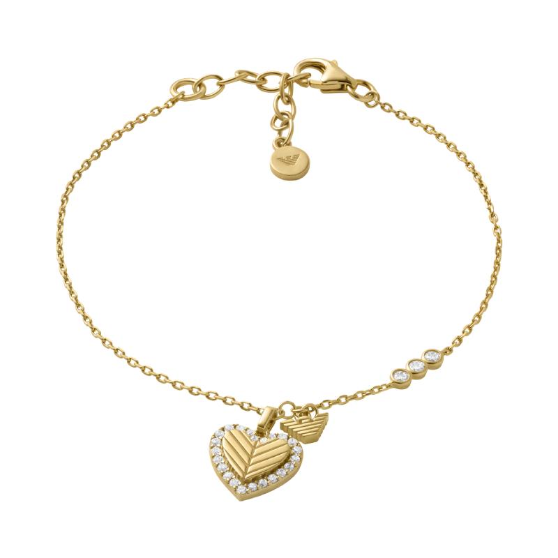 Emporio Armani Solid Color Design Silver Cubic Zirconia Bracelet Women bracelets Gold EG3623710 F,Gold