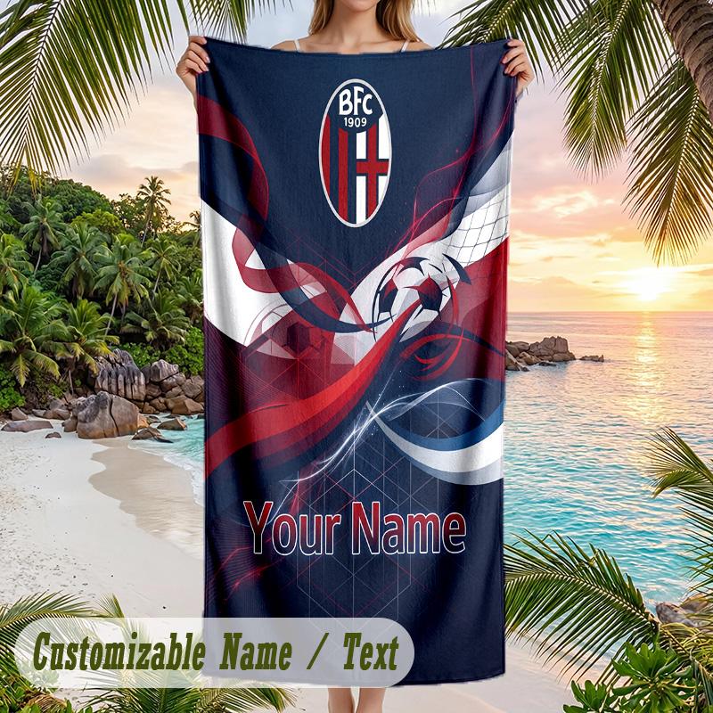 Beach Towel Bologna FC Print Custom Name Text Soft Towel for Swimming Pool
