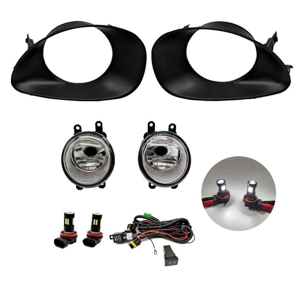 Car LED Fog Lights Fog Lamp For Toyota Yaris 2006 2007 2008 Harness Wiring Cover Grille Halogen Angel eyes DRL