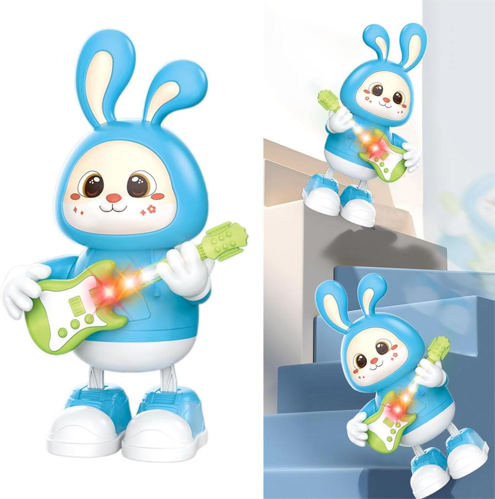 Dancing Bunny Toy with Music & Lights Rabbit Guitarist Musical Toy for Baby Legs Move & Body Twist Birthday Gift for Toddlers
