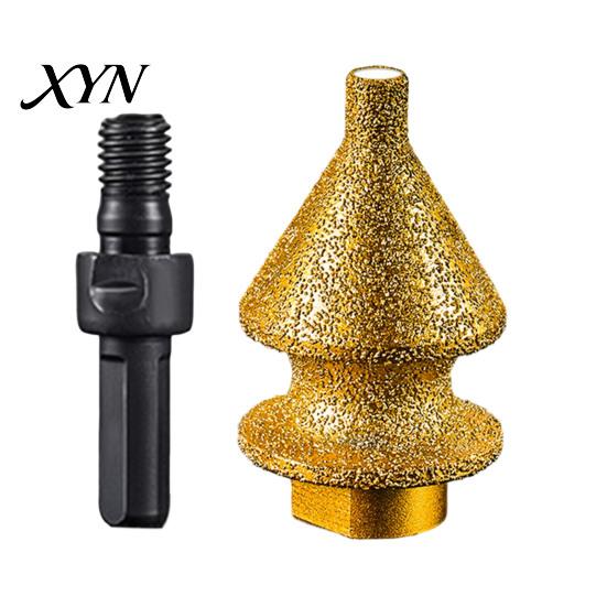 Ceramic Tile Drill Bit Diamond Chamfering for Grinder, 4-in-1 Hole Saw, Beveling Grinding Head Chamfering/Hole Enlarging/Polishing/Arc Trimming,