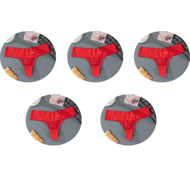 5 piezas M-2XL de talla grande bragas en Tanga para mujer ropa interior de encaje Floral ropa interior transparente para mujer lencería femenina