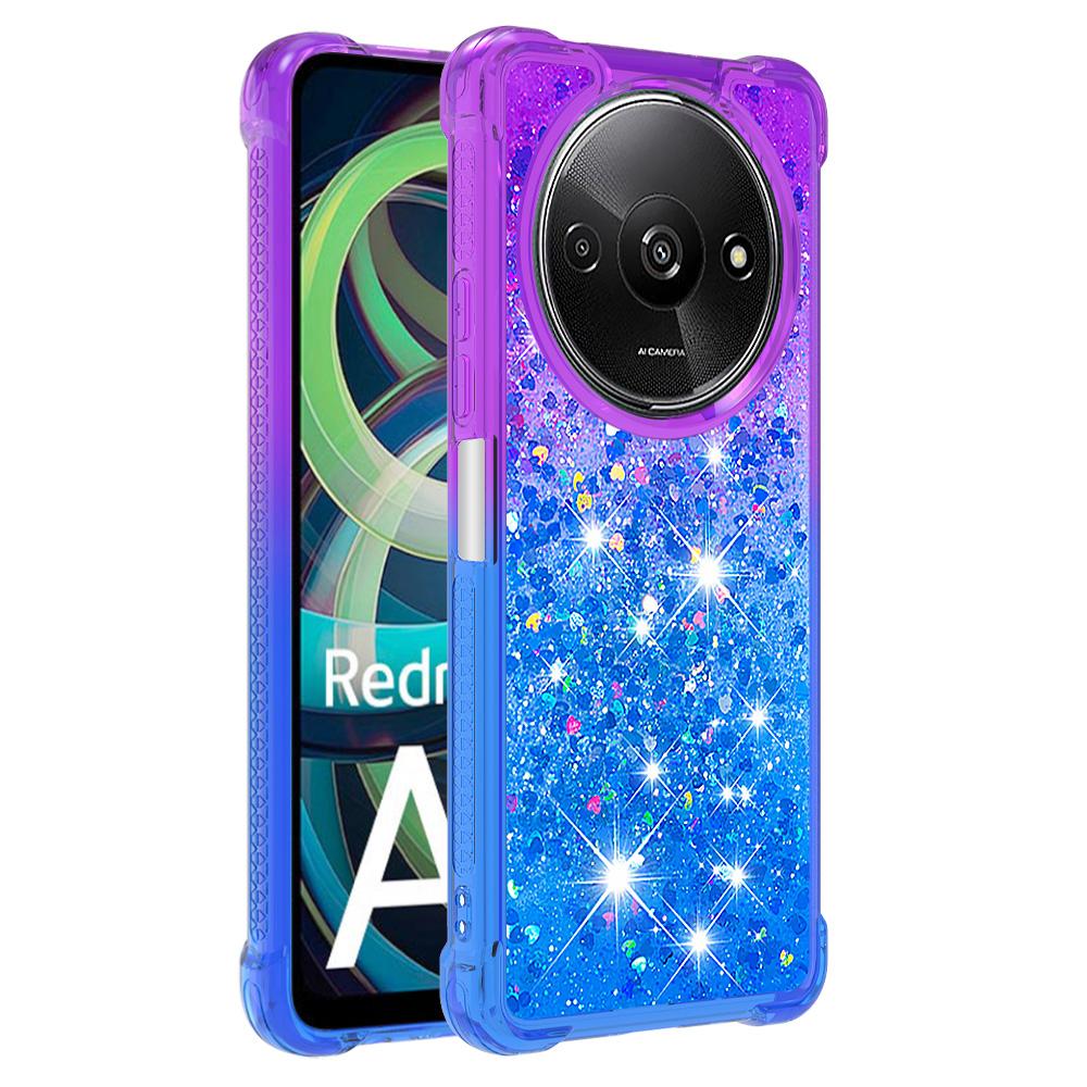 

For Xiaomi Redmi A3 4G/Poco C61 4G TPU Case Gradient Quicksand Phone Back Cover Purple+Sky Blue