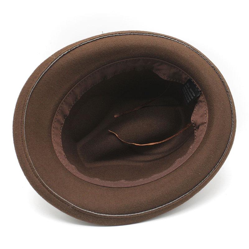 Herren Dicker Woll-Fedora-Hut mit Federbesatz Europäischer Stil