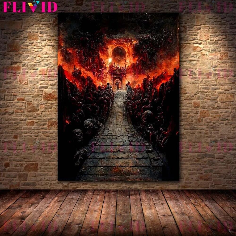 Horrible Hell Gate Vintage Wall Art Canvas Painting They Lead To The Devil Abstract Retro Poster And Print Home Deco No Frame