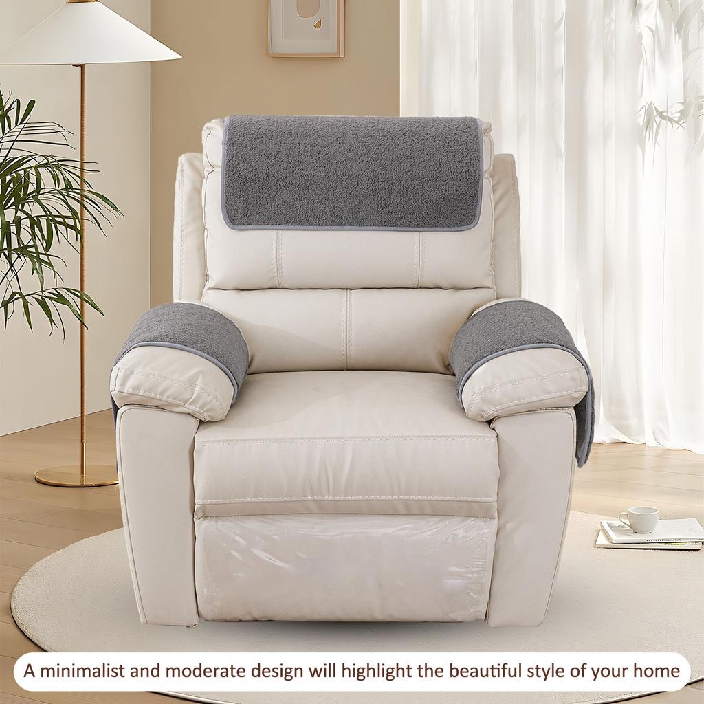 3Pcs Recliner Slipcovers Armrest Covers  Non Slip Sherpa Headrest Protector Recliner Chair for Sofa Recliner Protector 57 X 38cm