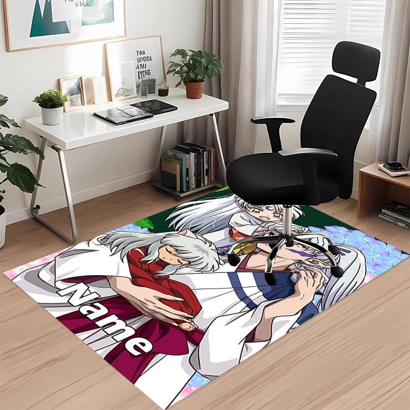 Custom Name Inuyasha Printed Carpet, for Office Chair Living Room Bedroom Kitchen Room Decor Gifts.