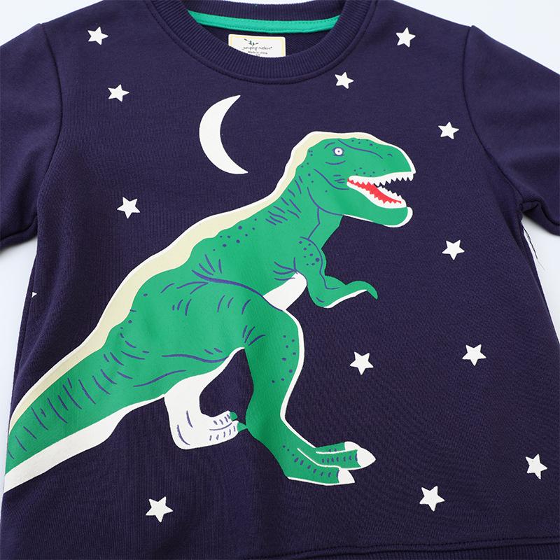 Nuovo Stile Autunnale Felpa Luminosa con Dinosauro per Ragazzo: Vestibilità comoda, Girocollo, Pullover a manica lunga