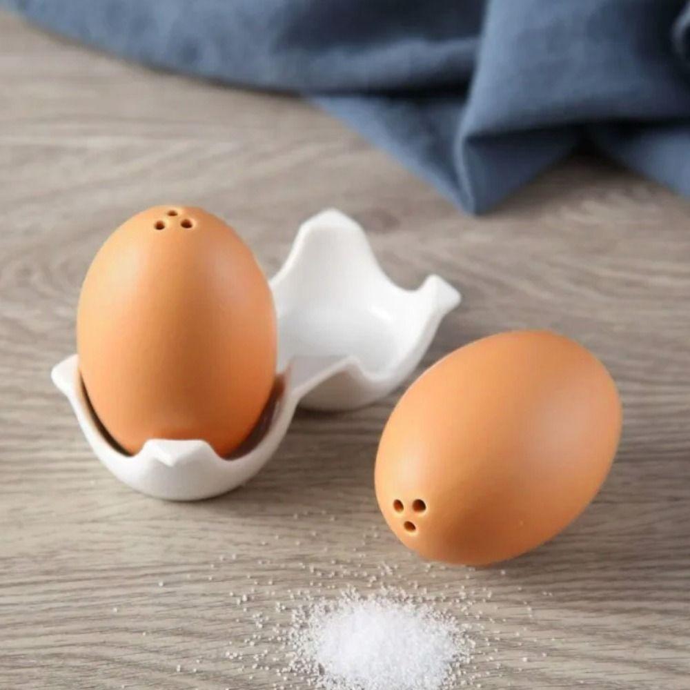 Mini Salt and Pepper Bottle Ceramic Seasoning Jar Creative Simulated Egg Spice Jar Set  Cooking
