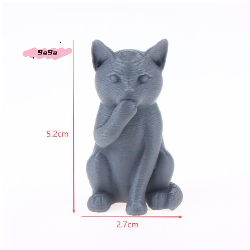 S-1/3Pcs Three Wise Not Cat Ornament Set Minimalist Cat Sculpture Covered Ears Mouth Eyes for Cat Lovers Home Desk Decor