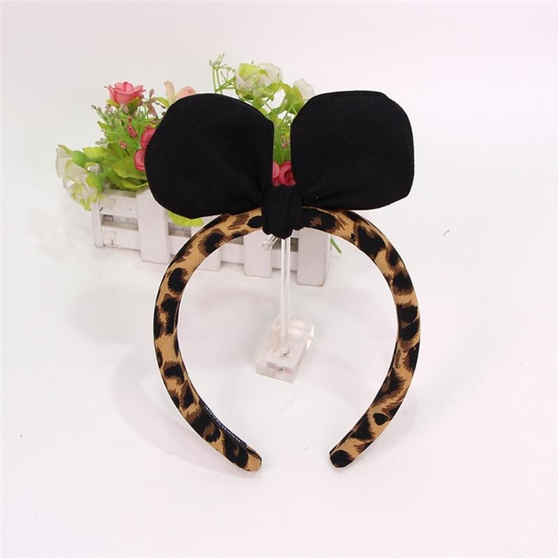 3D Rabbits Ears Leopard Print Bows Headbands Soft Elastic Hair Accessory Hairband For Women Girls Party Headwear