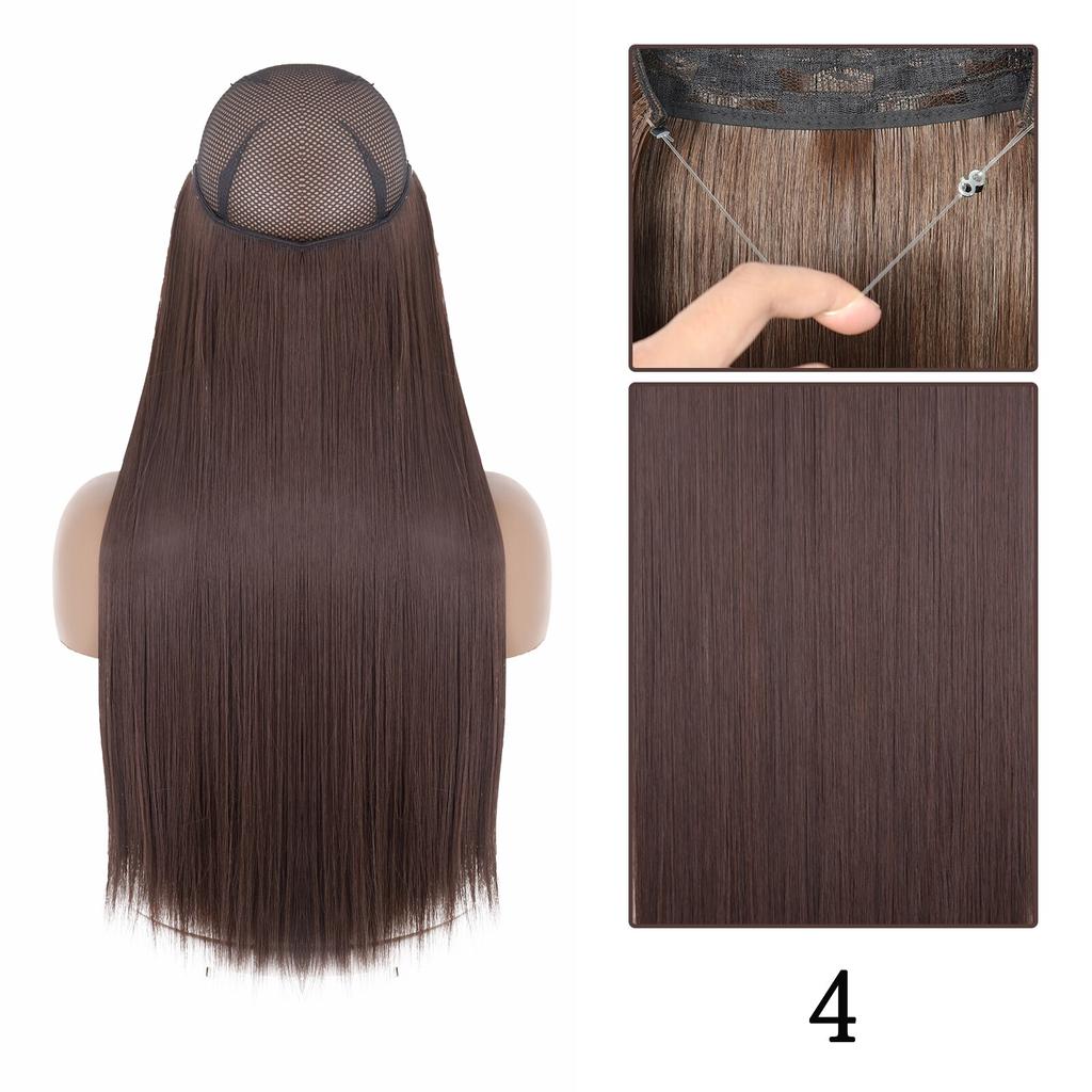 XINRAN Moda Damska Kolor Ombre Niewidoczny Długi Doczepiany Włos Syntetyczny Włókno Długie Falowane Ombre Cosplay Codzienne Noszenie Bez Klipsów Przedłużanie Włosów