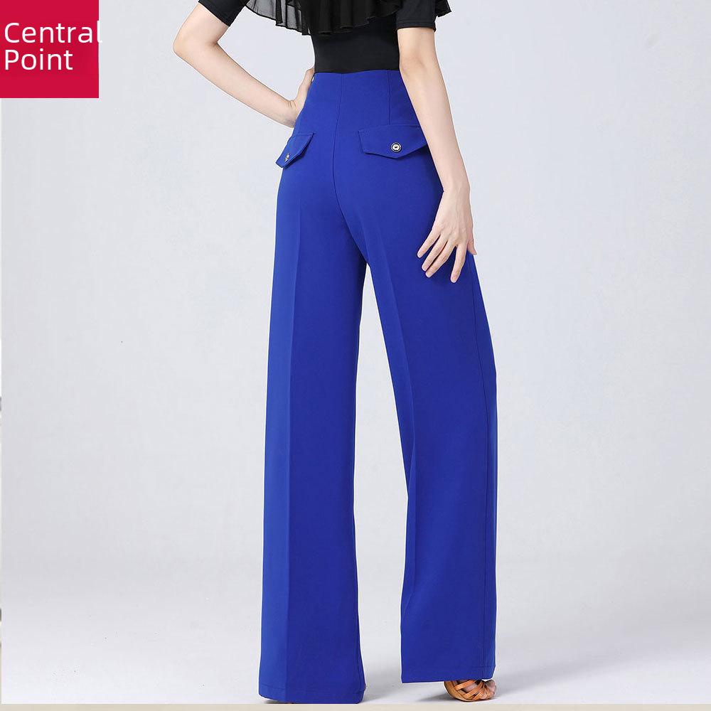 Women's Modern Wide-Leg Latin Dance Pants - High Waist Ballroom & Jitterbug Trousers.