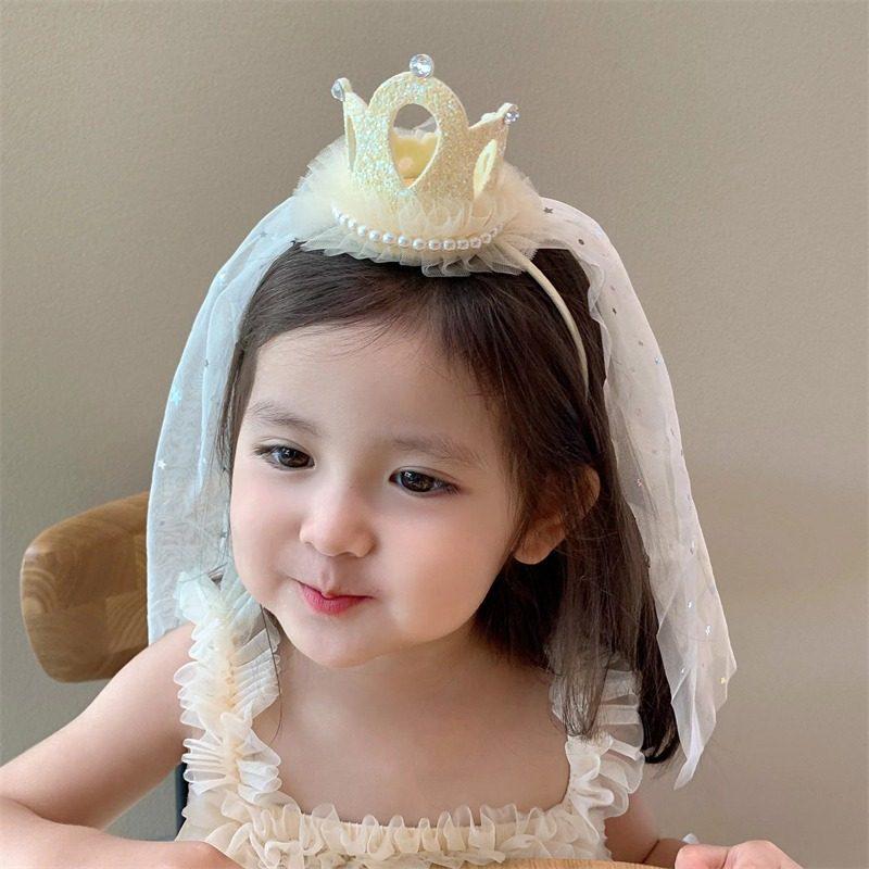 Birthday Hat with Veil Headband for Girls - Party Headwear and Photo Props