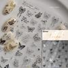 Punk Silver Metal Line Star Flower Love Colorful Butterfly Nail Art Stickers Horror Halloween Decorations Manicure Decals
