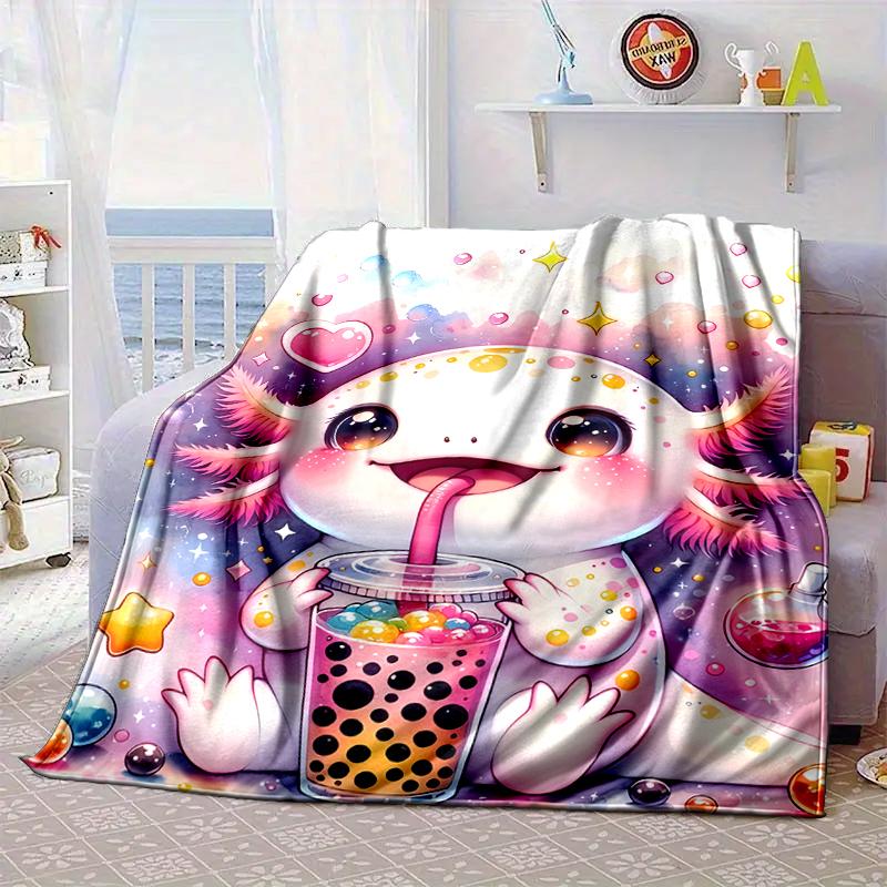 Axolotl Friends In Space Blanket Flannel Blanket for bed, sofa, Camping, Hiking, Picnic Essentials, gift for family Fan gifts