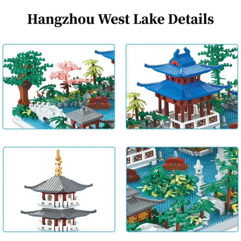 High-Quality 5186Pcs High-Quality Chinese Building Design Tiny Scale High-Quality Building High-Quality "Hangzhou High-Quality West High-Quality