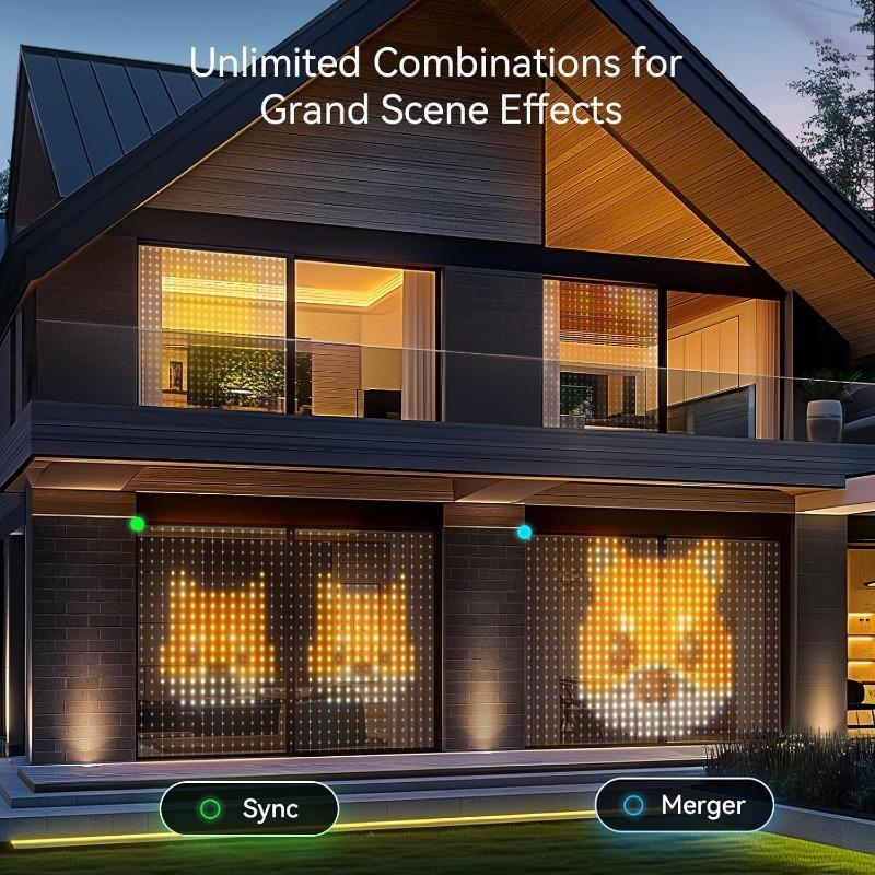 400LED Smart Christmas Curtain Light with APP Remote Control RGB Dimmable DIY Pattern  Home Holiday Party Christmas Decoration